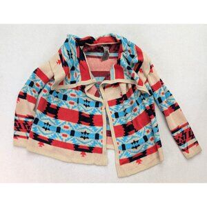 Moon Collection Women's Sweater Size M Aztec Tribal Cardigan Open Cascade